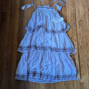 Chic White Tiered Dress with Embroidered Details Festival Fairy Hippie Boho